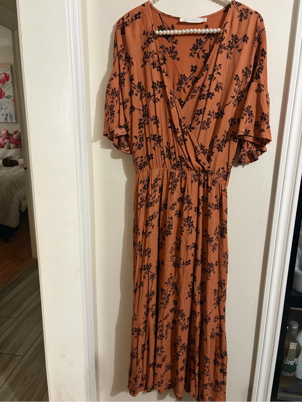 All in Favor by Revolve Rust Floral Maxi Wrap Dress